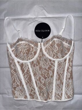 White Fox Boutique White Lace Bustier Top